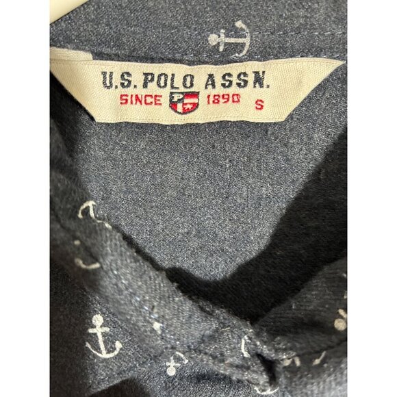 U.S. Polo Assn  Dress Womens Navy Shirt Anchor Pattern Logo Embroidery size S - Picture 2 of 8